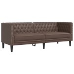 vidaXL Canapea Chesterfield cu 3 locuri, maro, piele ecologică vidaXL Canapea Chesterfield cu 3 locuri, maro, piele ecologică