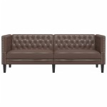 vidaXL Canapea Chesterfield cu 3 locuri, maro, piele ecologică vidaXL Canapea Chesterfield cu 3 locuri, maro, piele ecologică