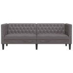 vidaXL Canapea Chesterfield cu 3 locuri, gri, piele ecologică