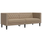 vidaXL Canapea Chesterfield cu 3 locuri, cappuccino, piele ecologică vidaXL Canapea Chesterfield cu 3 locuri, cappuccino, piele ecologică