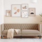 vidaXL Canapea Chesterfield cu 3 locuri, cappuccino, piele ecologică vidaXL Canapea Chesterfield cu 3 locuri, cappuccino, piele ecologică