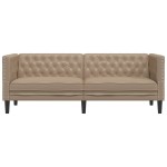 vidaXL Canapea Chesterfield cu 3 locuri, cappuccino, piele ecologică vidaXL Canapea Chesterfield cu 3 locuri, cappuccino, piele ecologică