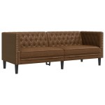 vidaXL Canapea Chesterfield cu 3 locuri, maro, piele ecologică vidaXL Canapea Chesterfield cu 3 locuri, maro, piele ecologică