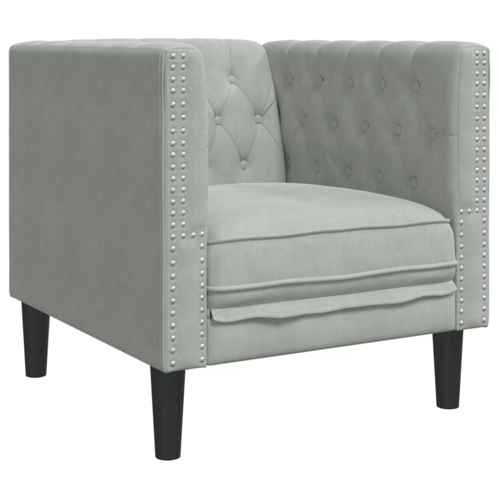 vidaXL Fotoliu Chesterfield, gri deschis, catifea