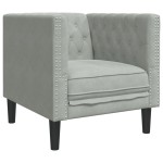 vidaXL Fotoliu Chesterfield, gri deschis, catifea