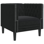 vidaXL Fotoliu Chesterfield, negru, catifea