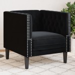 vidaXL Fotoliu Chesterfield, negru, catifea