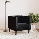 vidaXL Fotoliu Chesterfield, negru, catifea