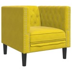 vidaXL Fotoliu Chesterfield, galben, catifea