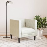 vidaXL Fotoliu Chesterfield, crem, catifea