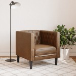 vidaXL Fotoliu Chesterfield, maro, piele întoarsă ecologică