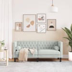 vidaXL Canapea Chesterfield cu pernuțe/2 locuri, gri deschis, catifea vidaXL Canapea Chesterfield cu pernuțe/2 locuri, gri deschis, catifea