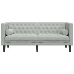 vidaXL Canapea Chesterfield cu pernuțe/2 locuri, gri deschis, catifea vidaXL Canapea Chesterfield cu pernuțe/2 locuri, gri deschis, catifea