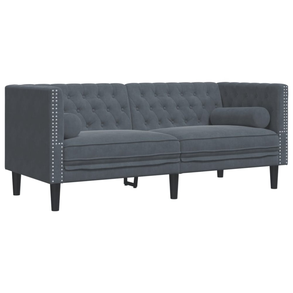 vidaXL Canapea Chesterfield cu pernuțe/2 locuri, verde închis, catifea