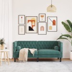 vidaXL Canapea Chesterfield cu pernuțe/2 locuri, verde închis, catifea vidaXL Canapea Chesterfield cu pernuțe/2 locuri, verde închis, catifea