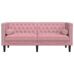vidaXL Canapea Chesterfield cu pernuțe/2 locuri, roz, catifea vidaXL Canapea Chesterfield cu pernuțe/2 locuri, roz, catifea
