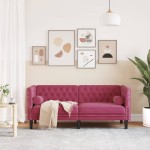 vidaXL Canapea Chesterfield cu pernuțe/2 locuri, roșu vin, catifea vidaXL Canapea Chesterfield cu pernuțe/2 locuri, roșu vin, catifea