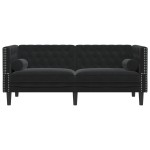 vidaXL Canapea Chesterfield cu pernuțe/2 locuri, negru, catifea vidaXL Canapea Chesterfield cu pernuțe/2 locuri, negru, catifea