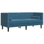 vidaXL Canapea Chesterfield cu pernuțe/2 locuri, albastru, catifea