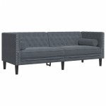 vidaXL Canapea Chesterfield cu pernuțe/3 locuri, gri închis, catifea vidaXL Canapea Chesterfield cu pernuțe/3 locuri, gri închis, catifea
