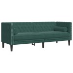 vidaXL Canapea Chesterfield cu pernuțe/3 locuri, verde închis, catifea