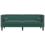 vidaXL Canapea Chesterfield cu pernuțe/3 locuri, verde închis, catifea
