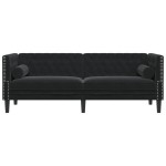 vidaXL Canapea Chesterfield cu pernuțe/3 locuri, negru, catifea vidaXL Canapea Chesterfield cu pernuțe/3 locuri, negru, catifea