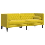 vidaXL Canapea Chesterfield cu pernuțe/3 locuri, galben, catifea vidaXL Canapea Chesterfield cu pernuțe/3 locuri, galben, catifea