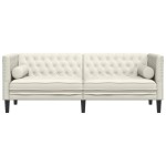 vidaXL Canapea Chesterfield cu pernuțe/3 locuri, crem, catifea vidaXL Canapea Chesterfield cu pernuțe/3 locuri, crem, catifea