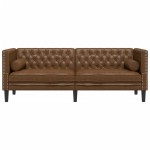 vidaXL Canapea Chesterfield cu perne/3 locuri maro piele întoarsă eco. vidaXL Canapea Chesterfield cu perne/3 locuri maro piele întoarsă eco.