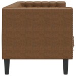 vidaXL Canapea Chesterfield cu perne/3 locuri maro piele întoarsă eco. vidaXL Canapea Chesterfield cu perne/3 locuri maro piele întoarsă eco.
