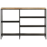 vidaXL Masă consolă, 110x30x75 cm, lemn masiv de mango nefinisat/fier vidaXL Masă consolă, 110x30x75 cm, lemn masiv de mango nefinisat/fier