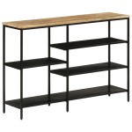 vidaXL Masă consolă, 110x30x75 cm, lemn masiv de mango nefinisat/fier vidaXL Masă consolă, 110x30x75 cm, lemn masiv de mango nefinisat/fier