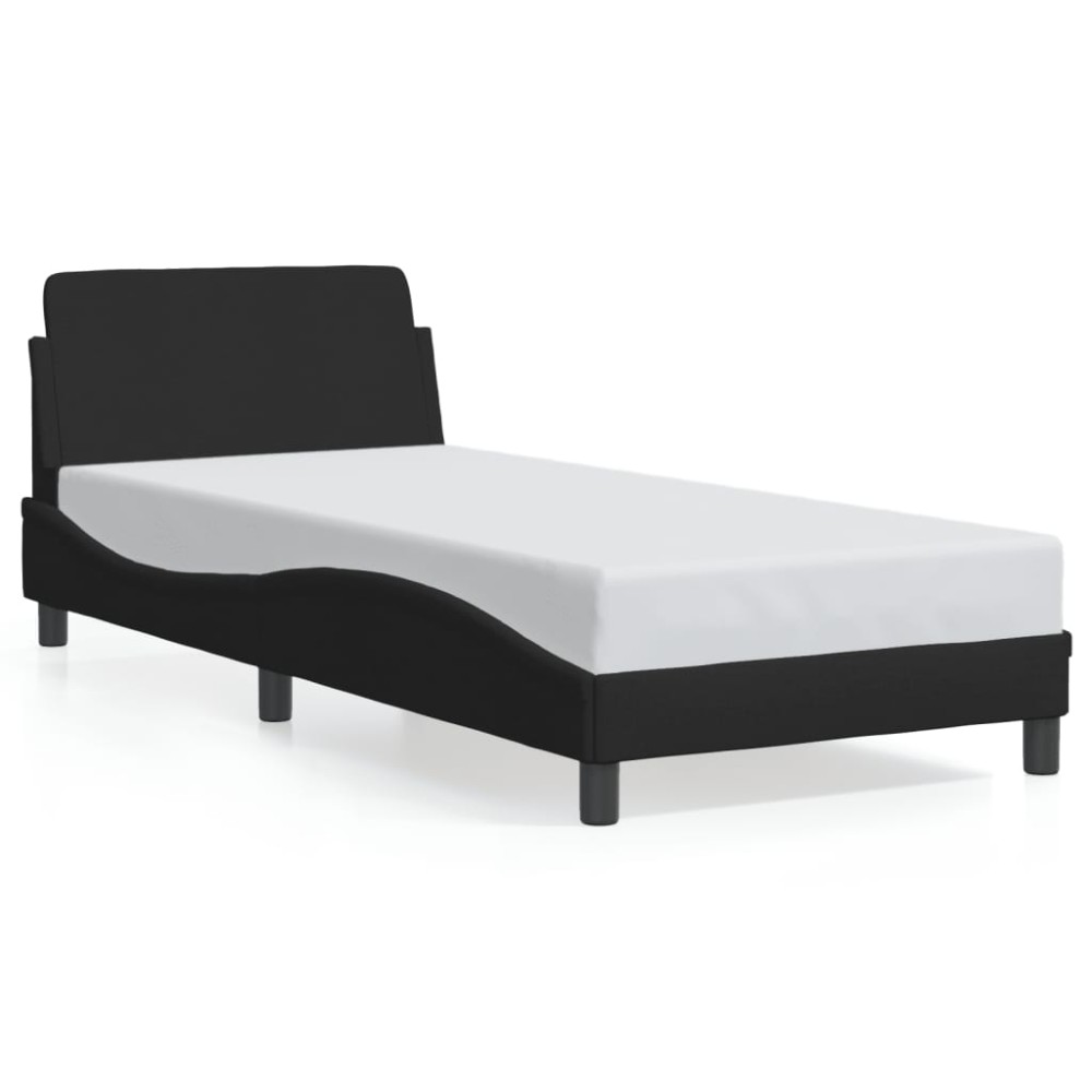 vidaXL Cadru de pat cu tăblie fără saltea, negru, 80x200 cm, textil