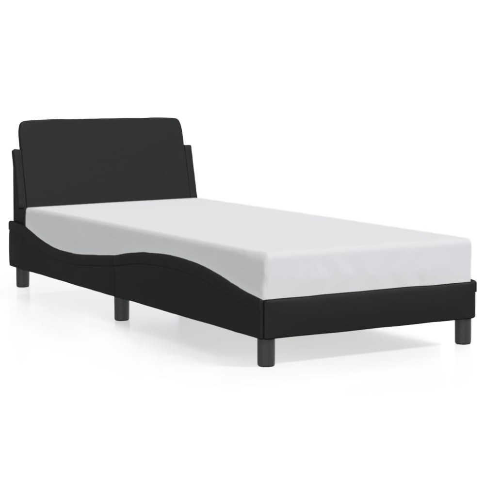vidaXL Cadru de pat cu tăblie, negru, 80x200 cm, piele ecologică