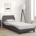 vidaXL Cadru de pat cu tăblie, gri, 80x200 cm, piele ecologică vidaXL Cadru de pat cu tăblie, gri, 80x200 cm, piele ecologică
