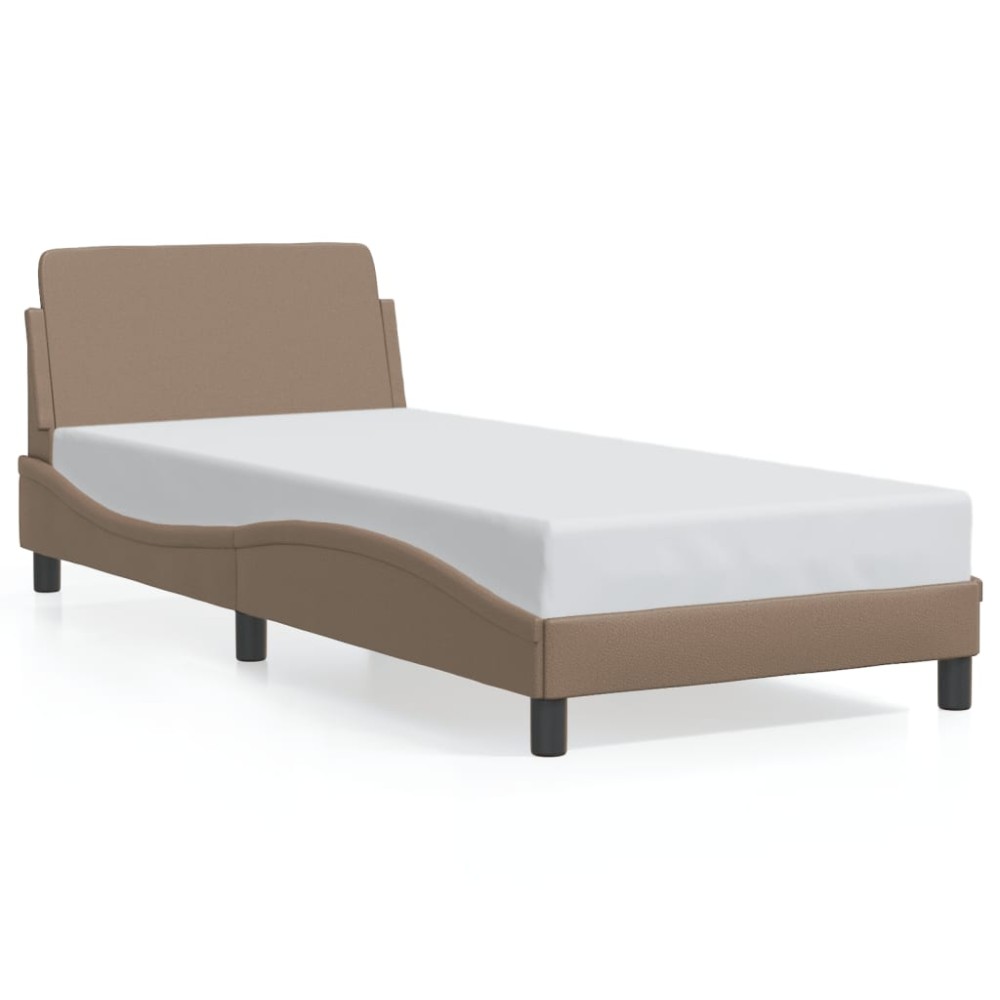 vidaXL Cadru de pat cu tăblie, cappuccino, 80x200 cm, piele ecologică