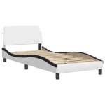 vidaXL Cadru de pat cu tăblie alb și negru, 80x200 cm, piele ecologică