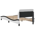 vidaXL Cadru de pat cu tăblie alb și negru, 80x200 cm, piele ecologică