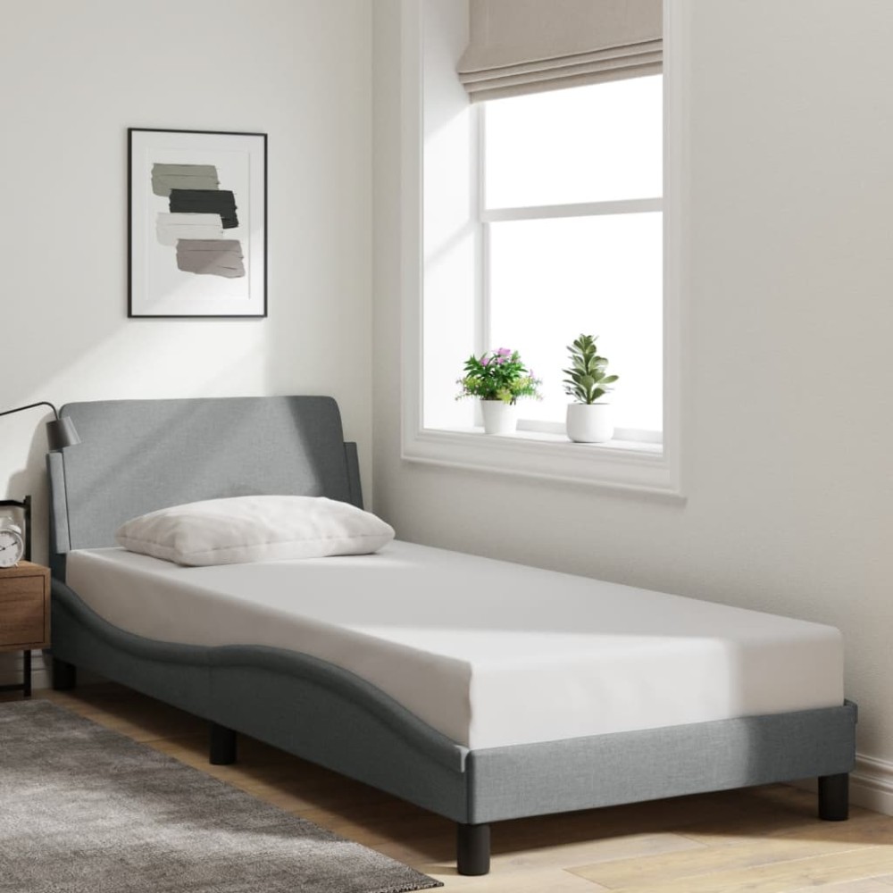 vidaXL Cadru de pat fără saltea, gri deschis, 90x190 cm, textil