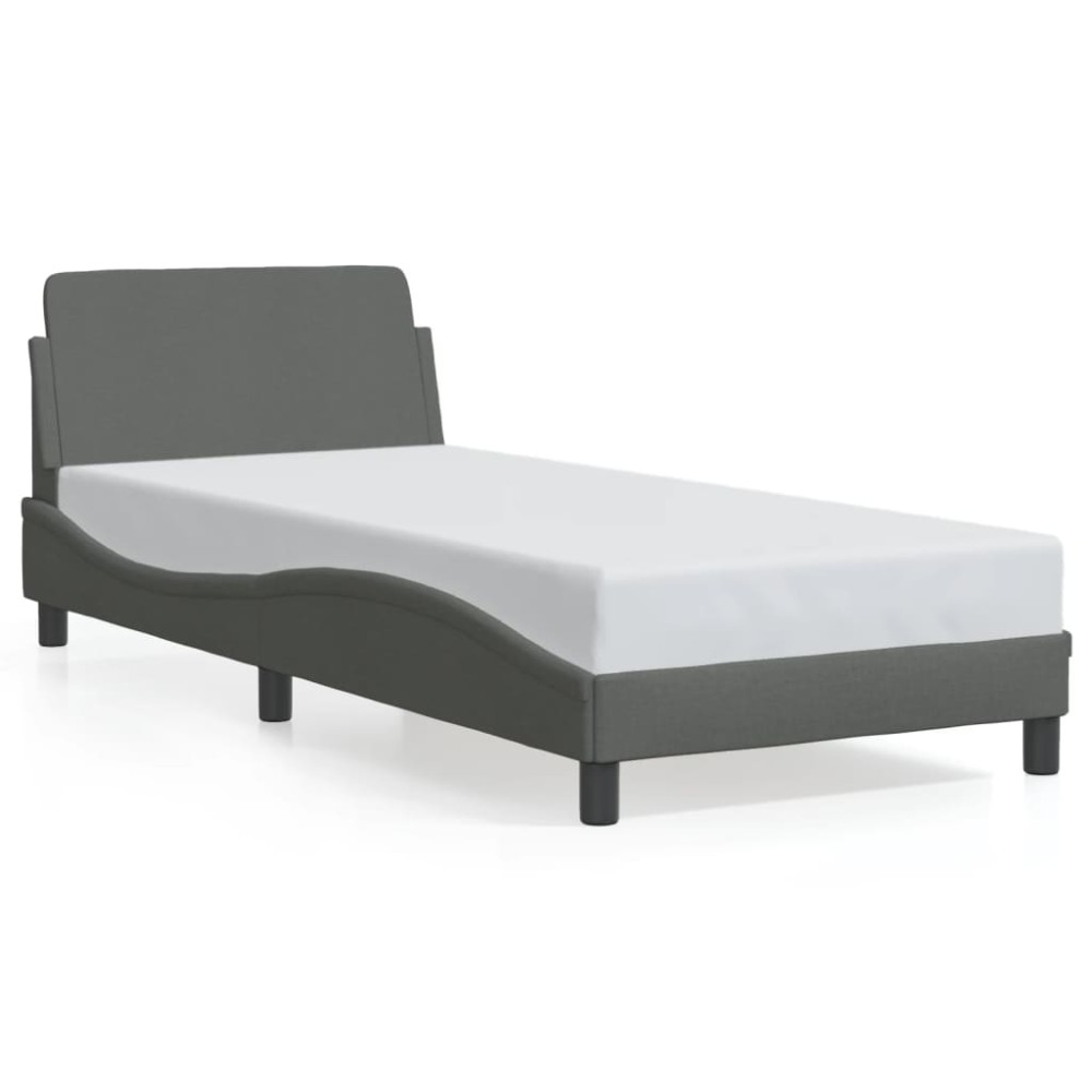 vidaXL Cadru de pat fără saltea, gri închis, 90x190 cm, textil