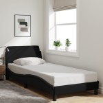 vidaXL Cadru de pat cu tăblie fără saltea, negru, 90x190 cm, textil vidaXL Cadru de pat cu tăblie fără saltea, negru, 90x190 cm, textil