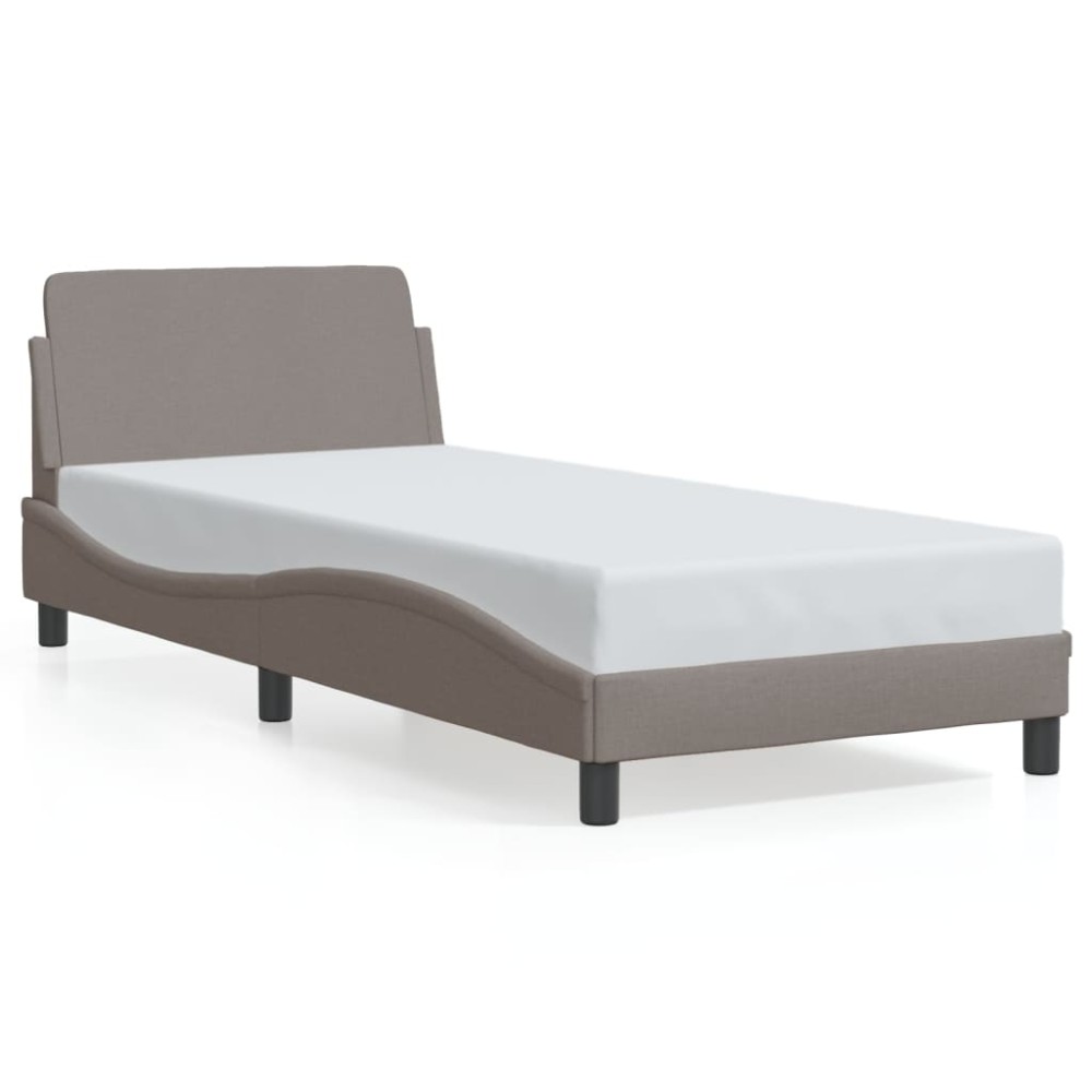 vidaXL Cadru de pat cu tăblie fără saltea, taupe, 90x190 cm, textil