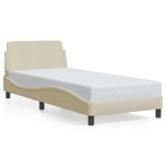 vidaXL Cadru de pat cu tăblie fără saltea, crem, 90x190 cm, textil