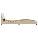 vidaXL Cadru de pat cu tăblie fără saltea, crem, 90x190 cm, textil