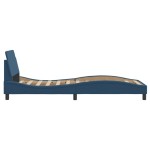 vidaXL Cadru de pat cu tăblie fără saltea, albastru, 90x190 cm, textil vidaXL Cadru de pat cu tăblie fără saltea, albastru, 90x190 cm, textil