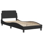 vidaXL Cadru de pat cu tăblie fără saltea, negru, 90x190 cm, catifea