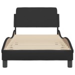 vidaXL Cadru de pat cu tăblie, negru, 90x190 cm, piele ecologică vidaXL Cadru de pat cu tăblie, negru, 90x190 cm, piele ecologică