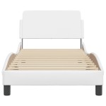 vidaXL Cadru de pat cu tăblie, alb, 90x190 cm, piele ecologică vidaXL Cadru de pat cu tăblie, alb, 90x190 cm, piele ecologică