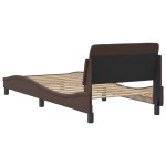 vidaXL Cadru de pat cu tăblie, maro, 90x190 cm, piele ecologică